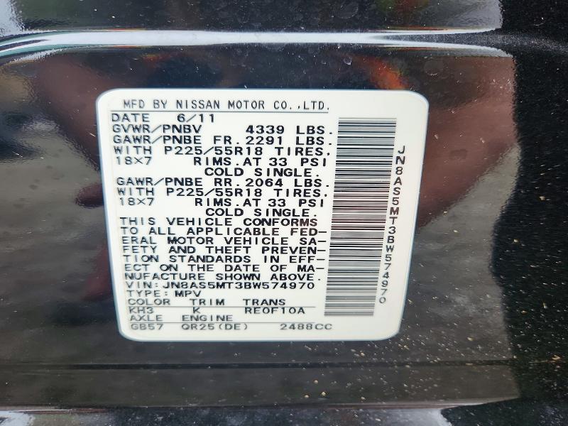Продажа на аукционе авто 2011 Nissan Rogue, vin: JN8AS5MT3BW574970, номер лота: 54616296