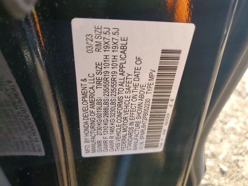 Aukcja sprzedaży 2023 Honda Odyssey, vin: 5FNRL6H72PB052230, numer aukcji: 53638226