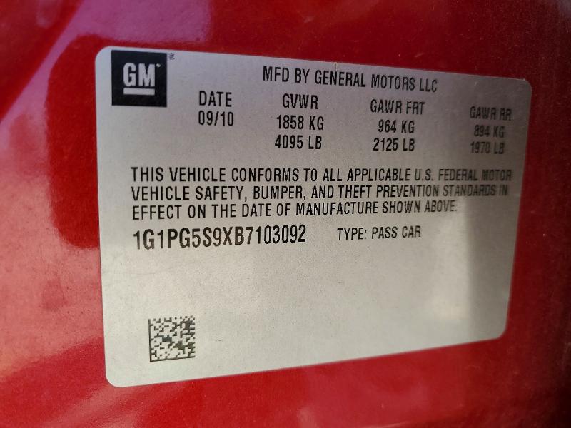 Aukcja sprzedaży 2011 Chevrolet Cruze, vin: 1G1PG5S9XB7103092, numer aukcji: 53159416