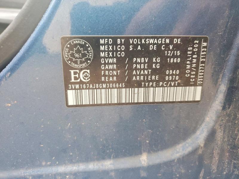 Продажа на аукционе авто 2016 Volkswagen Jetta, vin: 3VW167AJ8GM306645, номер лота: 55239536