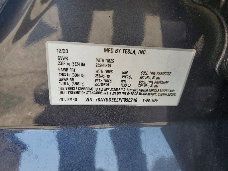 2023 Tesla Model Y მანქანა იყიდება აუქციონზე, vin: 7SAYGDEE2PF956248, აუქციონის ნომერი: 49335156