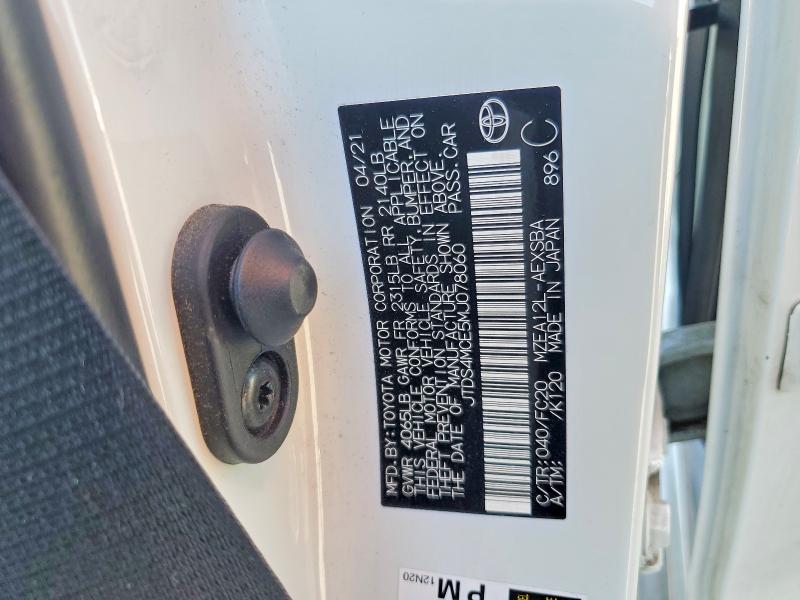 53564756 :رقم المزاد ، JTDS4MCE5MJ078060 vin ، 2021 Toyota Corolla مزاد بيع