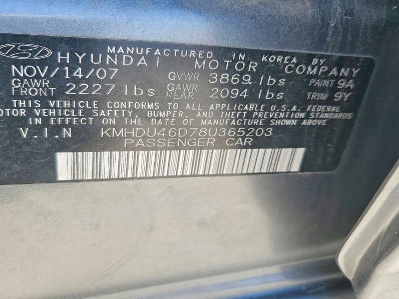 Aukcja sprzedaży 2008 Hyundai Elantra, vin: KMHDU46D78U365203, numer aukcji: 54123516
