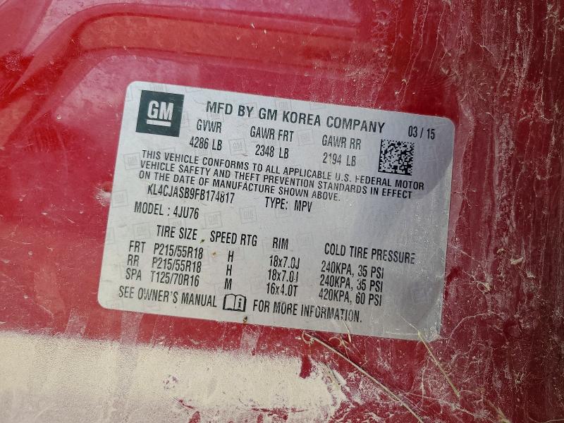 Aukcja sprzedaży 2015 Buick Encore, vin: KL4CJASB9FB174817, numer aukcji: 55048766