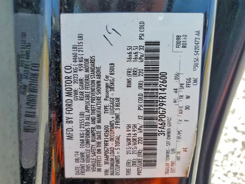 Продажа на аукционе авто 2015 Ford Fusion, vin: 3FA6P0G79FR142600, номер лота: 54411336