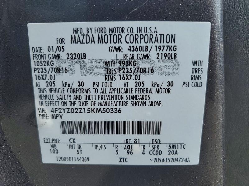 Aukcja sprzedaży 2005 Mazda Tribute, vin: 4F2YZ02Z15KM50336, numer aukcji: 52017736