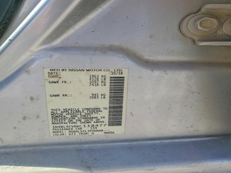 51498466 :رقم المزاد ، 1N4BL4CV6KC118477 vin ، 2019 Nissan Altima مزاد بيع