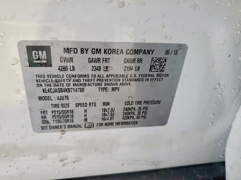 Aukcja sprzedaży 2019 Buick Encore, vin: KL4CJASB4KB714780, numer aukcji: 53947466