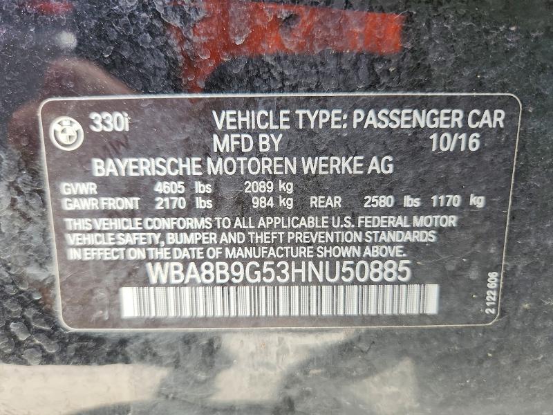 53932456 :رقم المزاد ، WBA8B9G53HNU50885 vin ، 2017 Bmw 330 مزاد بيع