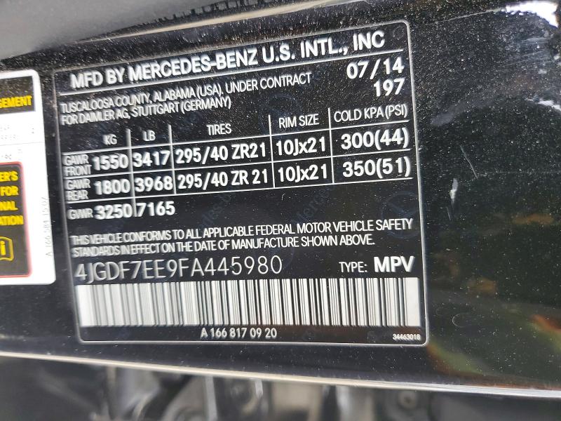 Продажа на аукционе авто 2015 Mercedes-benz Gl, vin: 4JGDF7EE9FA445980, номер лота: 52238966