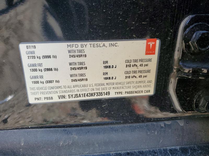 Продажа на аукционе авто 2019 Tesla Model S, vin: 5YJSA1E43KF335149, номер лота: 53059426