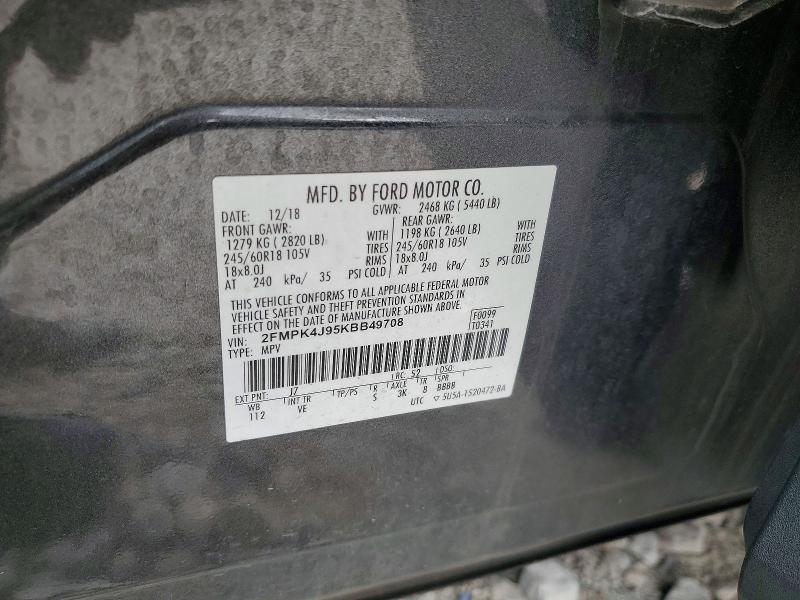 Aukcja sprzedaży 2019 Ford Edge, vin: 2FMPK4J95KBB49708, numer aukcji: 54290666