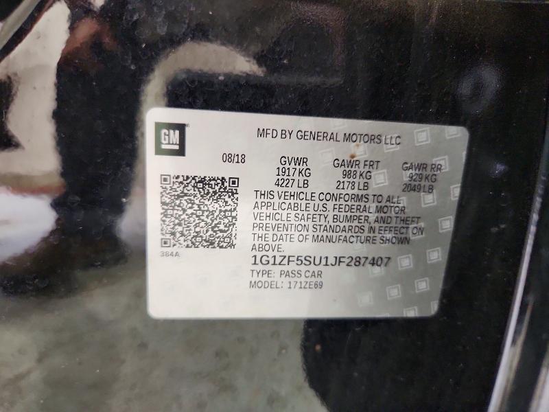 52376866 :رقم المزاد ، 1G1ZF5SU1JF287407 vin ، 2018 Chevrolet Malibu مزاد بيع