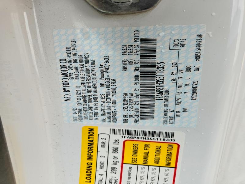 54354116 :رقم المزاد ، 1FA6P8TH3S5118335 vin ، 2025 Ford Mustang مزاد بيع