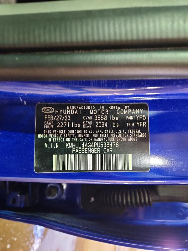51039346 :رقم المزاد ، KMHLL4AG4PU538478 vin ، 2023 Hyundai Elantra مزاد بيع