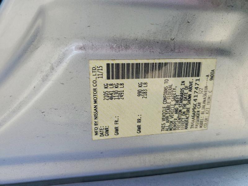 2016 Nissan Maxima მანქანა იყიდება აუქციონზე, vin: 1N4AA6AP9GC417471, აუქციონის ნომერი: 54645876