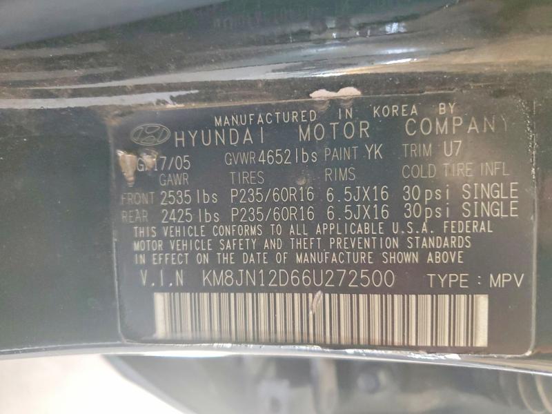 Aukcja sprzedaży 2006 Hyundai Tucson, vin: KM8JN12D66U272500, numer aukcji: 54005436