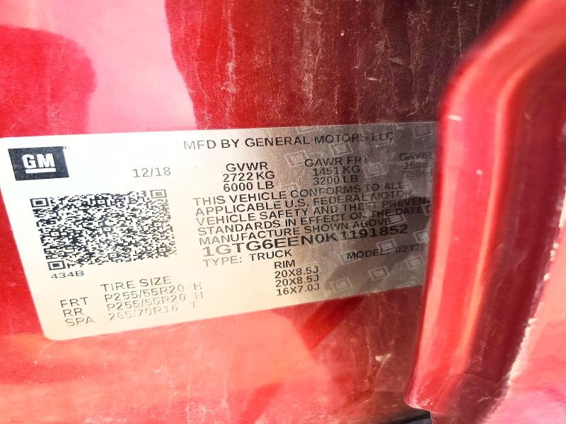 Aukcja sprzedaży 2019 Gmc Canyon, vin: 1GTG6EEN0K1191852, numer aukcji: 54817596