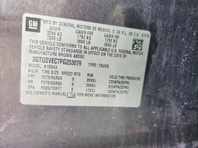 Aukcja sprzedaży 2015 Gmc Sierra, vin: 3GTU2VEC7FG253879, numer aukcji: 54134856