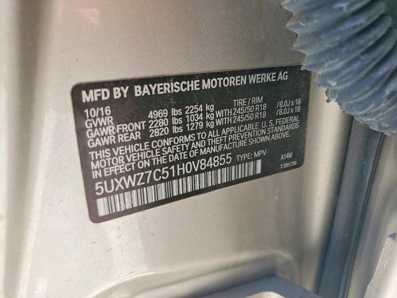 Продажа на аукционе авто 2017 Bmw X3, vin: 5UXWZ7C51H0V84855, номер лота: 53480886