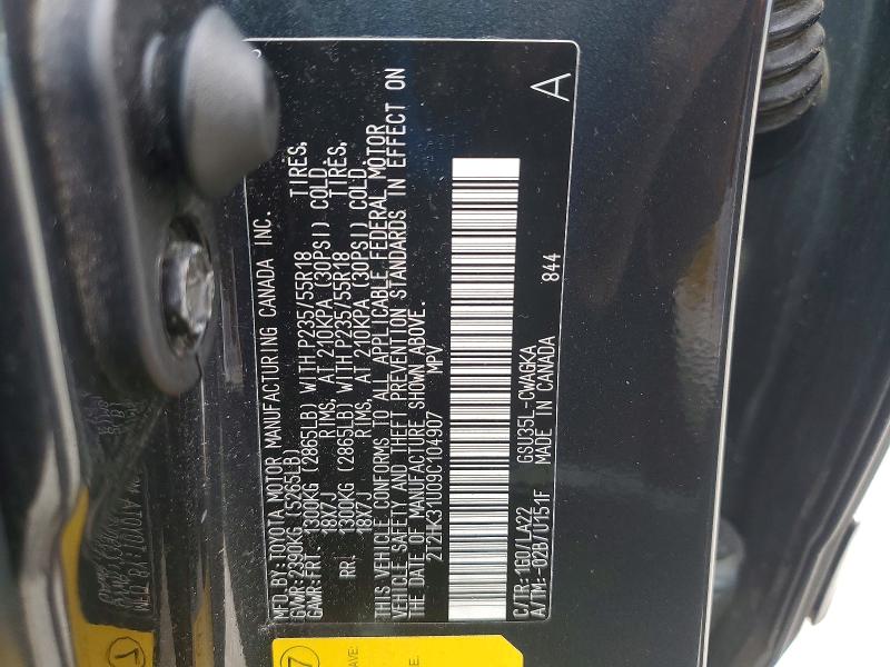 Aukcja sprzedaży 2009 Lexus Rx, vin: 2T2HK31U09C104907, numer aukcji: 55165846