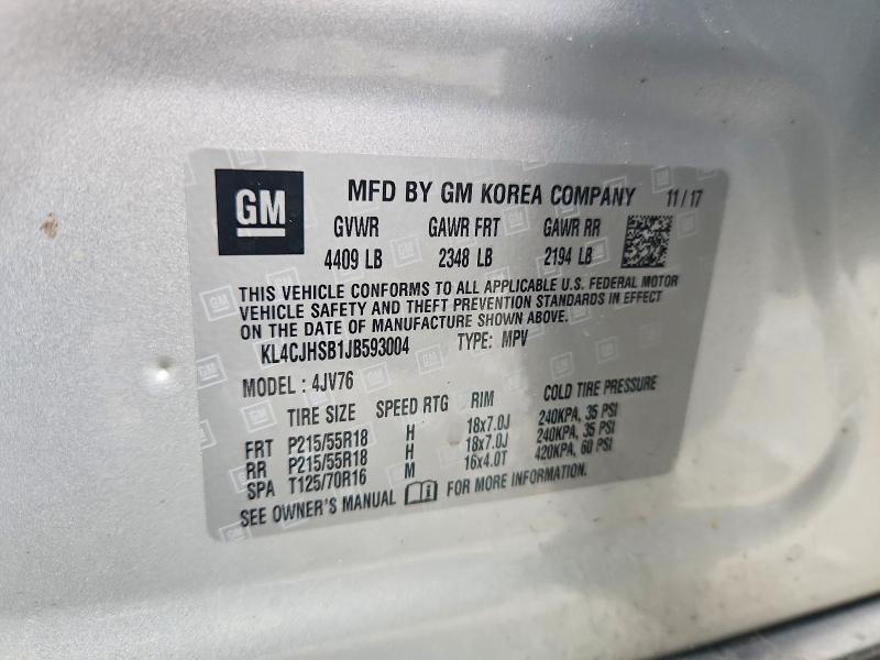 Продажа на аукционе авто 2018 Buick Encore, vin: KL4CJHSB1JB593004, номер лота: 52929286