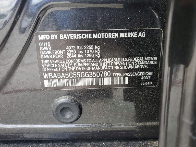 Продаж на аукціоні авто 2016 Bmw 528, vin: WBA5A5C55GG350780, номер лоту: 53257856