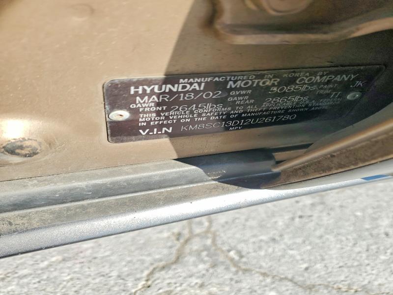 52531906 :رقم المزاد ، KM8SC13D12U261780 vin ، 2002 Hyundai Santa Fe مزاد بيع