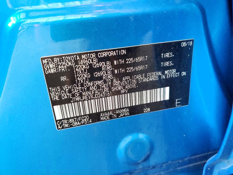 2018 Toyota Rav4 Hybrid მანქანა იყიდება აუქციონზე, vin: JTMRJREVXJD243161, აუქციონის ნომერი: 54221346