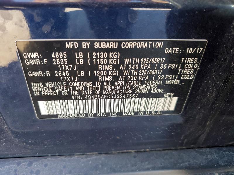 Aukcja sprzedaży 2018 Subaru Outback, vin: 4S4BSAFC5J3247567, numer aukcji: 55351026