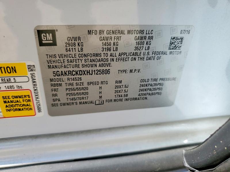 Продаж на аукціоні авто 2017 Buick Enclave, vin: 5GAKRCKDXHJ125806, номер лоту: 54127286
