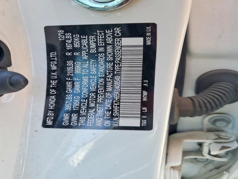 Aukcja sprzedaży 2019 Honda Civic, vin: SHHFK7H65KU408549, numer aukcji: 54454116