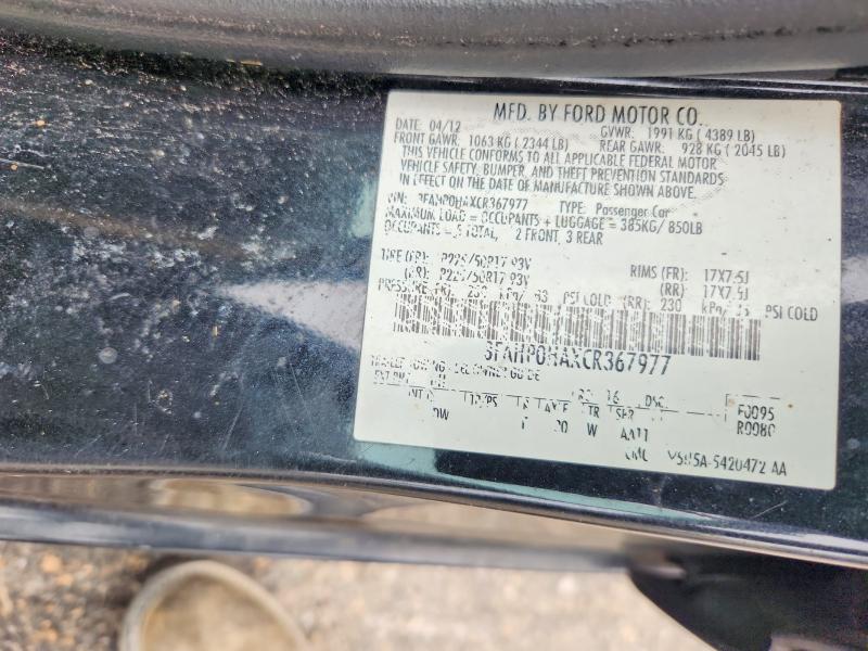 Aukcja sprzedaży 2012 Ford Fusion, vin: 3FAHP0HAXCR367977, numer aukcji: 54765026