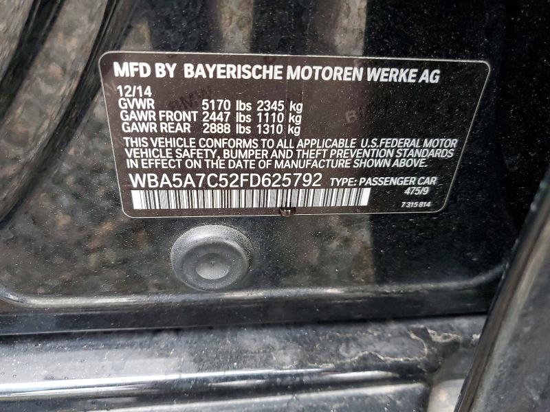 Aukcja sprzedaży 2015 Bmw 528, vin: WBA5A7C52FD625792, numer aukcji: 54007566