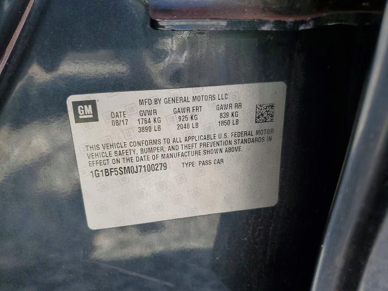 2018 Chevrolet Cruze მანქანა იყიდება აუქციონზე, vin: 1G1BF5SM0J7100279, აუქციონის ნომერი: 54319086