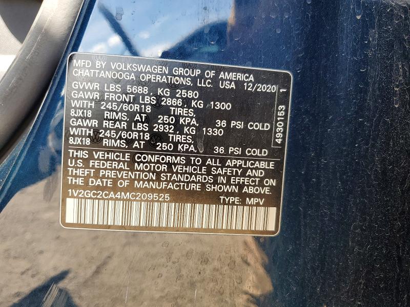 Aukcja sprzedaży 2021 Volkswagen Atlas Cross Sport, vin: 1V2GC2CA4MC209525, numer aukcji: 52365586