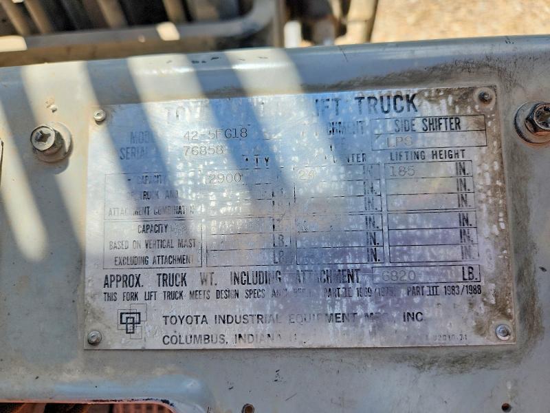 Aukcja sprzedaży 1995 Toyo Forklift, vin: 76858, numer aukcji: 51411566