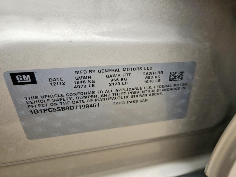 53951006 :رقم المزاد ، 1G1PC5SB9D7199461 vin ، 2013 Chevrolet Cruze مزاد بيع