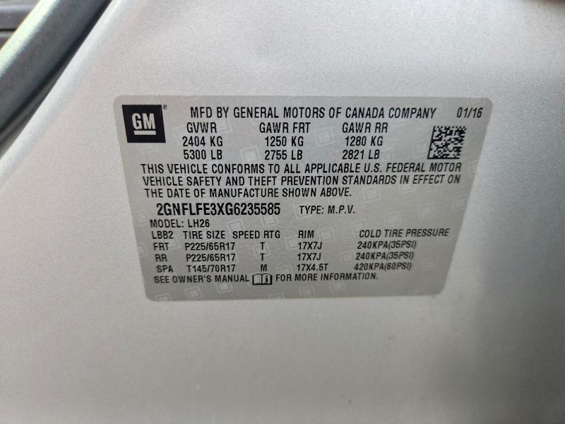 Aukcja sprzedaży 2016 Chevrolet Equinox, vin: 2GNFLFE3XG6235585, numer aukcji: 55060316
