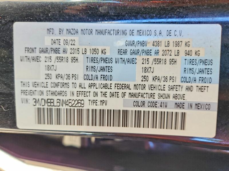 Продаж на аукціоні авто 2022 Mazda Cx-30, vin: 3MVDMBBL6NM452269, номер лоту: 54614776