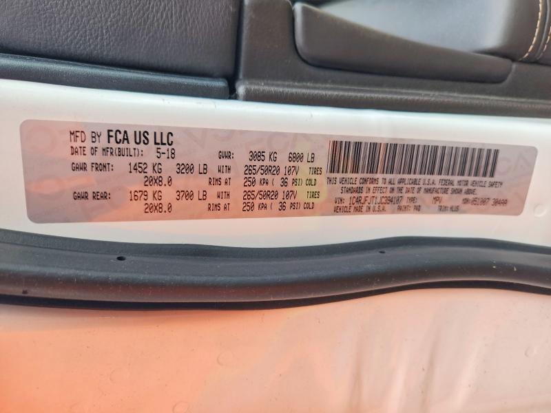 54870186 :رقم المزاد ، 1C4RJFJT1JC394107 vin ، 2018 Jeep Grand Cherokee مزاد بيع