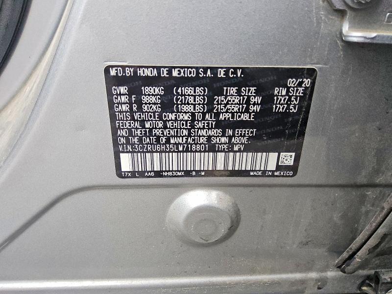 Продаж на аукціоні авто 2020 Honda Hr-v, vin: 3CZRU6H35LM718801, номер лоту: 53111096