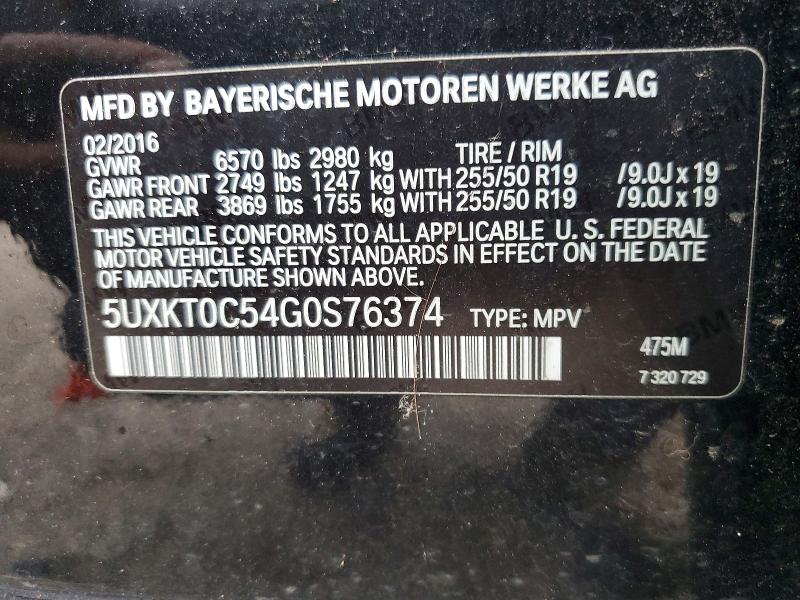 Продаж на аукціоні авто 2016 Bmw X5, vin: 5UXKT0C54G0S76374, номер лоту: 54182826