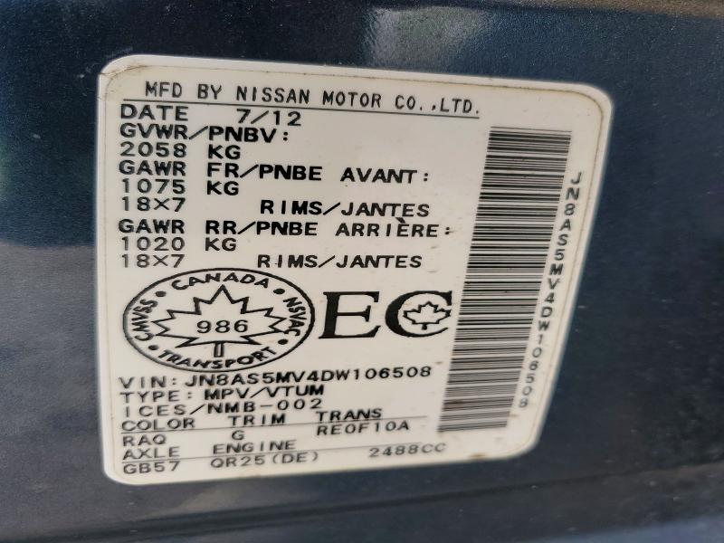 Aukcja sprzedaży 2013 Nissan Rogue, vin: JN8AS5MV4DW106508, numer aukcji: 50927566