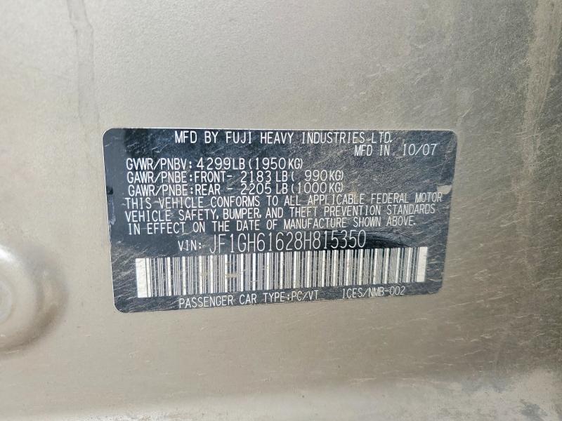 Продажа на аукционе авто 2008 Subaru Impreza, vin: JF1GH61628H815350, номер лота: 52735566