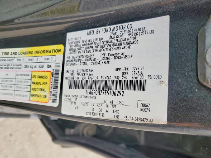 Продаж на аукціоні авто 2015 Ford Fusion, vin: 1FA6P0H77F5106292, номер лоту: 53435036