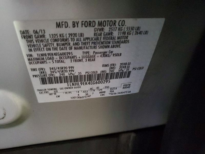 Продаж на аукціоні авто 2014 Lincoln Mks, vin: 1LNHL9EK4EG600295, номер лоту: 53884886