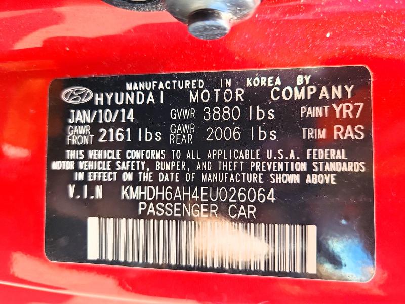 Aukcja sprzedaży 2014 Hyundai Elantra Coupe, vin: KMHDH6AH4EU026064, numer aukcji: 53180296
