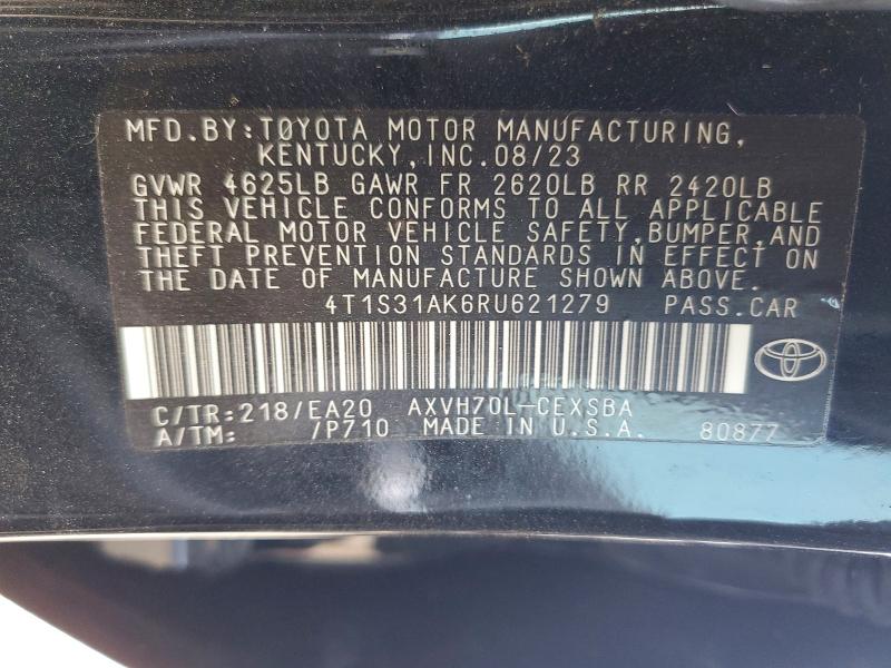 Продаж на аукціоні авто 2024 Toyota Camry Hybrid, vin: 4T1S31AK6RU621279, номер лоту: 52510606