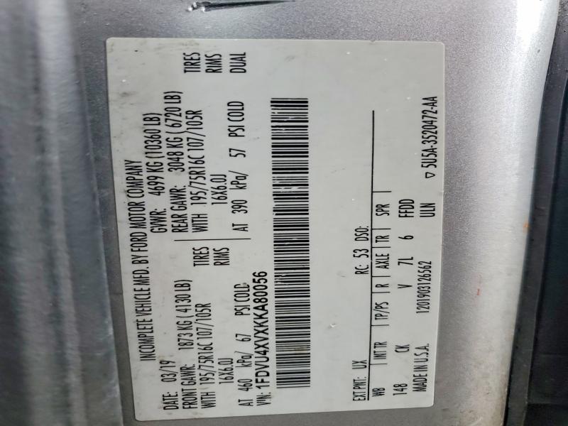 Продаж на аукціоні авто 2019 Ford Transit, vin: 1FDVU4XVXKKA80056, номер лоту: 54603096